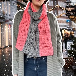 Hand Crocheted Neon Hibiscus Colorblock Scarf